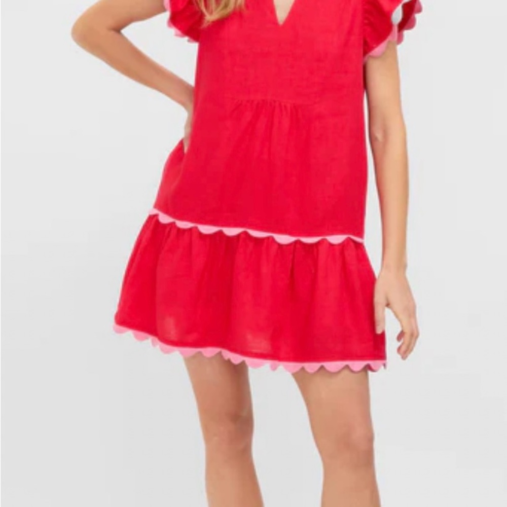 Tuckernuck Red and Pink Scalloped Dress
